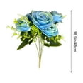 thumbnail image 3 of Iumwxz Artificial Faux 7 Bulgarian Roses Bouquet, Plastic Multicolor Artificial Flowers for Home Garden Decoration, Realistic Leaves and Buds, No Vase Included, 3 of 6