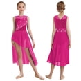 thumbnail image 5 of TiaoBug Kids Girls Sleeveless Ballet Lyrical Dance Dress High Low Asymmetric Tulle Figure Ice Skating Dress Hot Pink 6, 5 of 7
