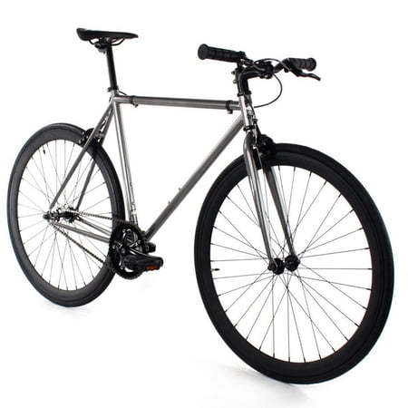 Golden Cycles Single Speed Fixie Bike – Lightweight Steel Frame, Flip-Flop Hub, 700c Wheels, Multiple Sizes & Deep V Rims (Asphalt, 55)
