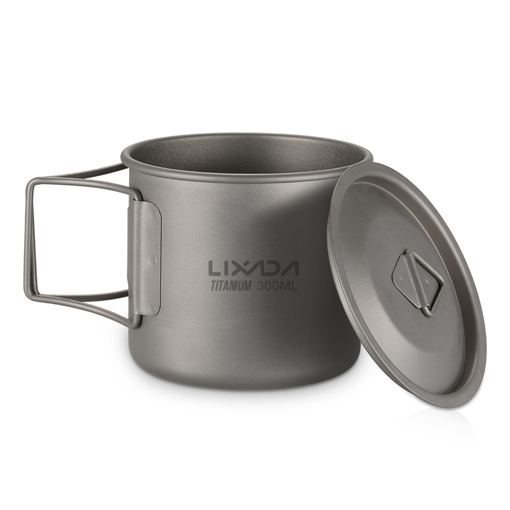Lixada Ultralight Titanium Cup Outdoor Portable 2PCS Cup Set 300ml 650ml Camping Picnic Water Cup Mug with Foldable Handle - image 3 of 7