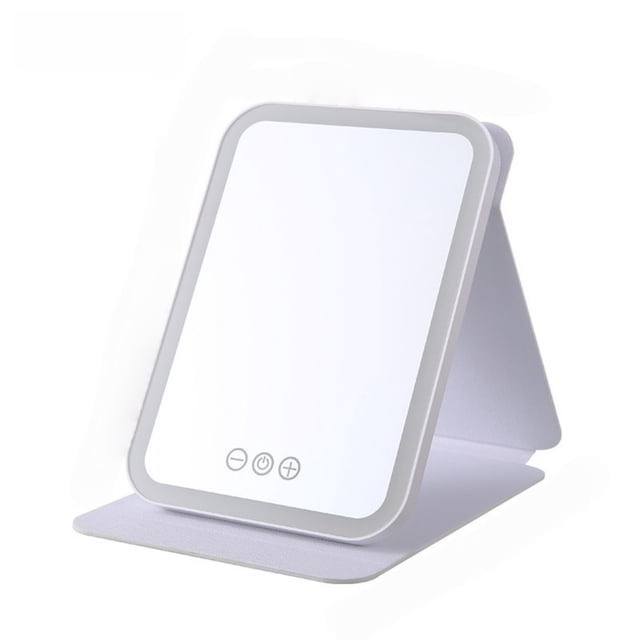Miroir à Main Pliable en Pvc Blanc Style Vintage Compact Cosmétique avec Led