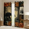 thumbnail image 3 of Feelyou 3D Wildlife Bear Black Out Curtains for Men, Vintage Countryside Cabin Curtains Pack of 2 (42x63 Each), Patchwork Plaid Bedroom Curtains, Living Room Curtains Decor, 3 of 7