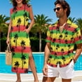 thumbnail image 4 of Jeiento Matching Hawaiian Outfits for Couples Hawaiian Dresses for Women Luau Party Short Sleeve Shirts Crew Neck Loose Split Long Maxi Dress Tropical Coconut Tree Mens Shirt, 4 of 6