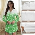 thumbnail image 6 of Yuyamidu HO-HO-HO Long Sleeve Nightgowns Size M Bow Long Sleeve Night Shirt for Women Green Button Sleep Dress Christmas Pajamas Shirt Comfy V Neck Nightdress, 6 of 7