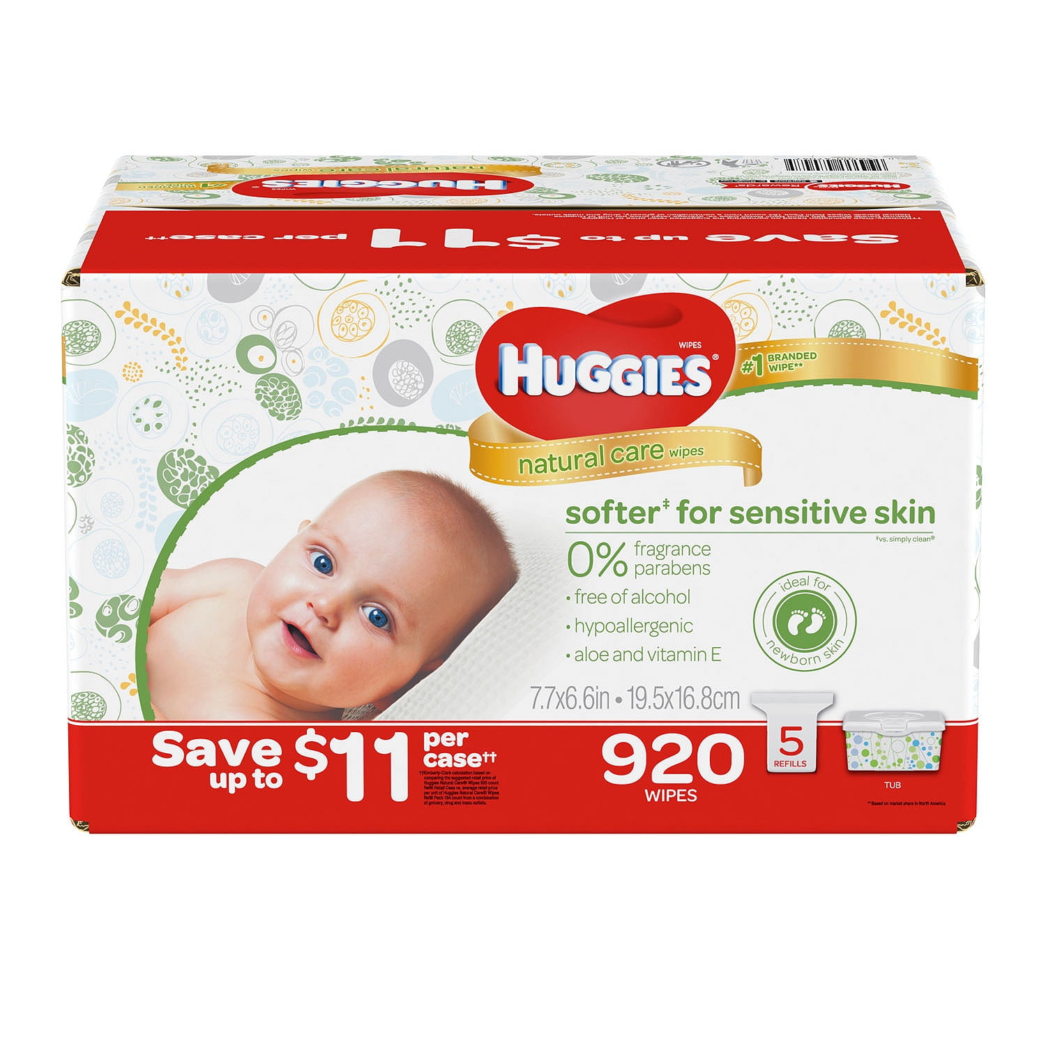 Pack of 72 Huggies Pure Baby Wipes