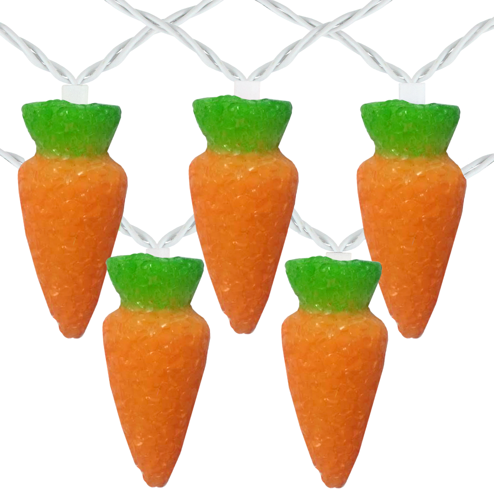10-Count Orange Carrot Easter String Light Set 7.25ft White Wire