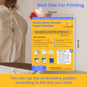 New Brothread Sticky Water Soluble Printable Paper Stabilizer, 6 Pieces