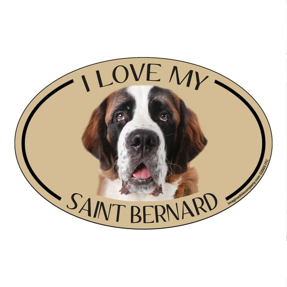 I Love my St. Bernard Breed Oval Magnet