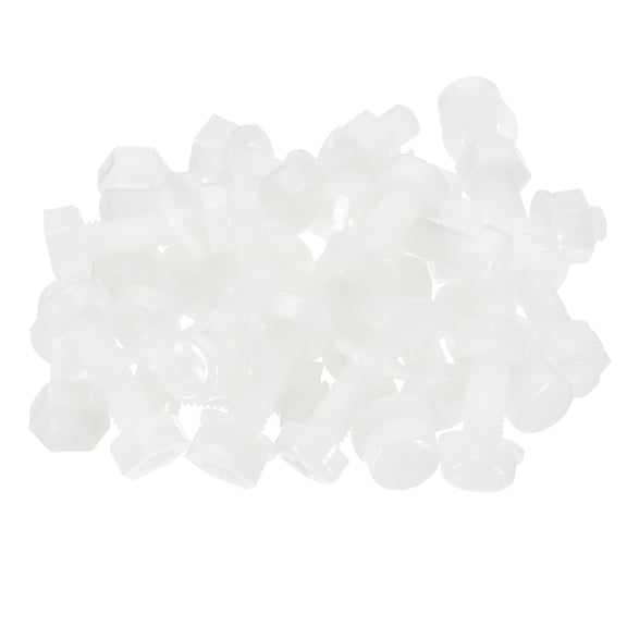 Uxcell M8x30mm White Nylon Bolts Plastic Nuts Full Thread Head Screws and Nuts Set for Industrial Home Fastening Projects, 24 Sets