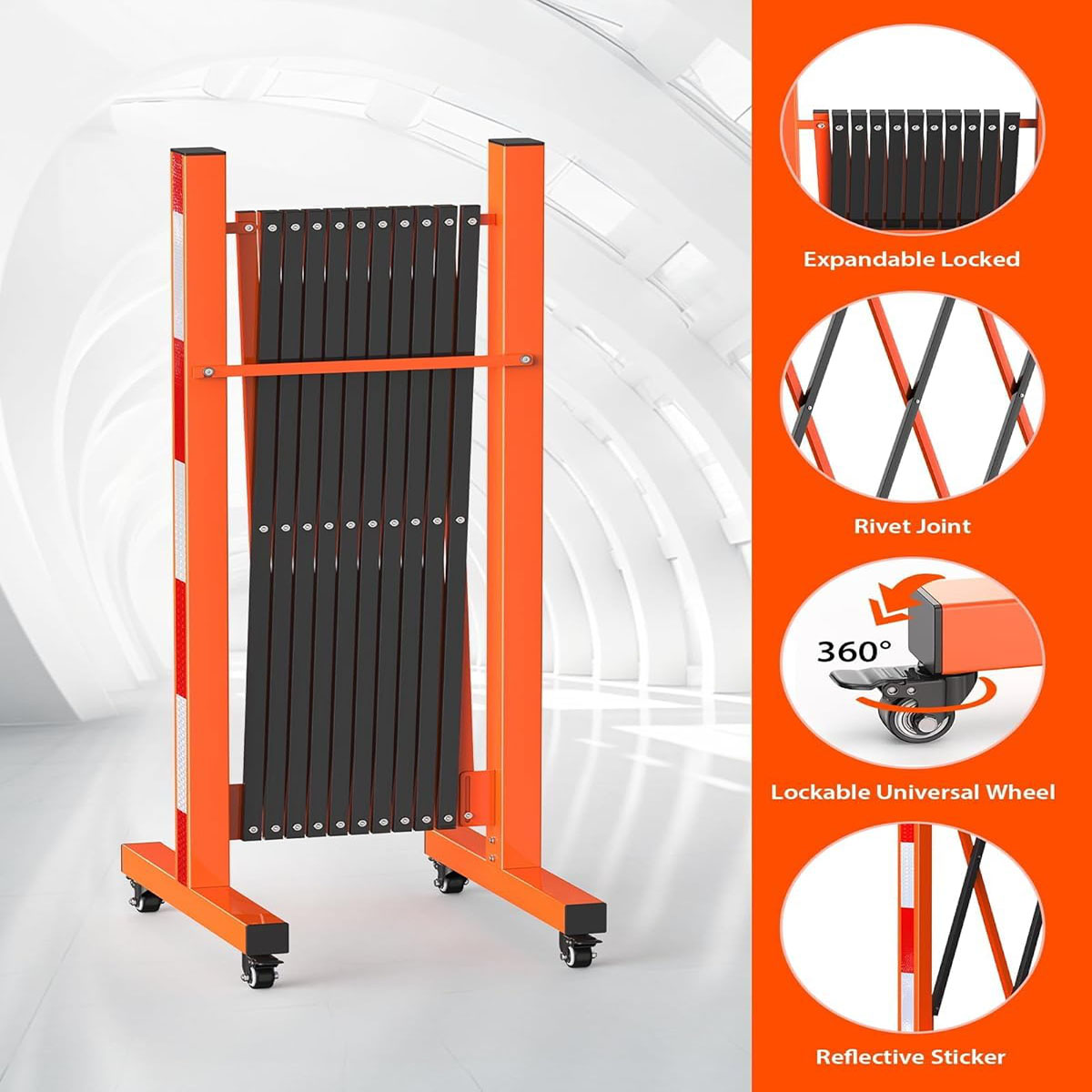 Ataucjin Metal Expandable Barricade Gate Outdoor, Folding Safety Barrier Gate, Portable Traffic Barricade Fence