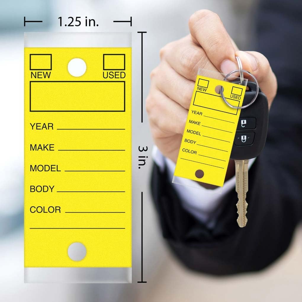 Self Laminating Self Protecting Versa Tags Key Tags with Rings (250 per Box) (Yellow)