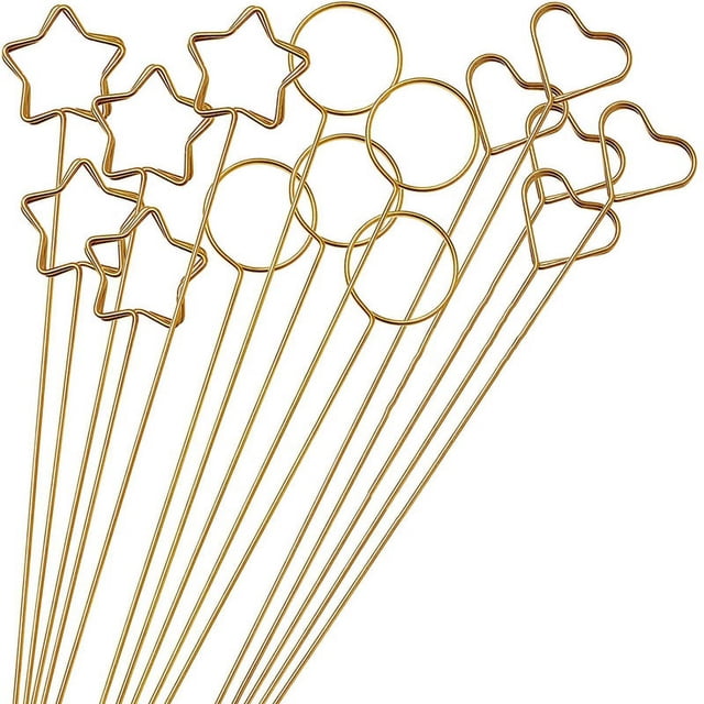 30 Piezas Soportes de la Tarjeta del Lugar Floral Alambre de Metal Soporte de la Tarjeta de Flor Clip Foto de Metal para Favor de la Fiesta de la Ducha (Redondo, Estrella, CorazóN)