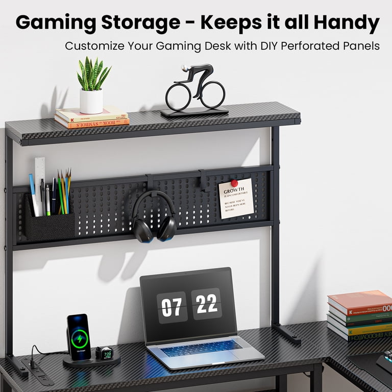 Upgo 52 Inch L-Shaped Gaming Desk with Storage & Power Strip photo 3