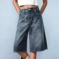 thumbnail image 2 of vigerkar Women Jean Jorts Baggy Loose Fit Jean Shorts Summer Trendy Wide Leg Long Denim Shorts Y2K Clothes (Blue, XL), 2 of 4