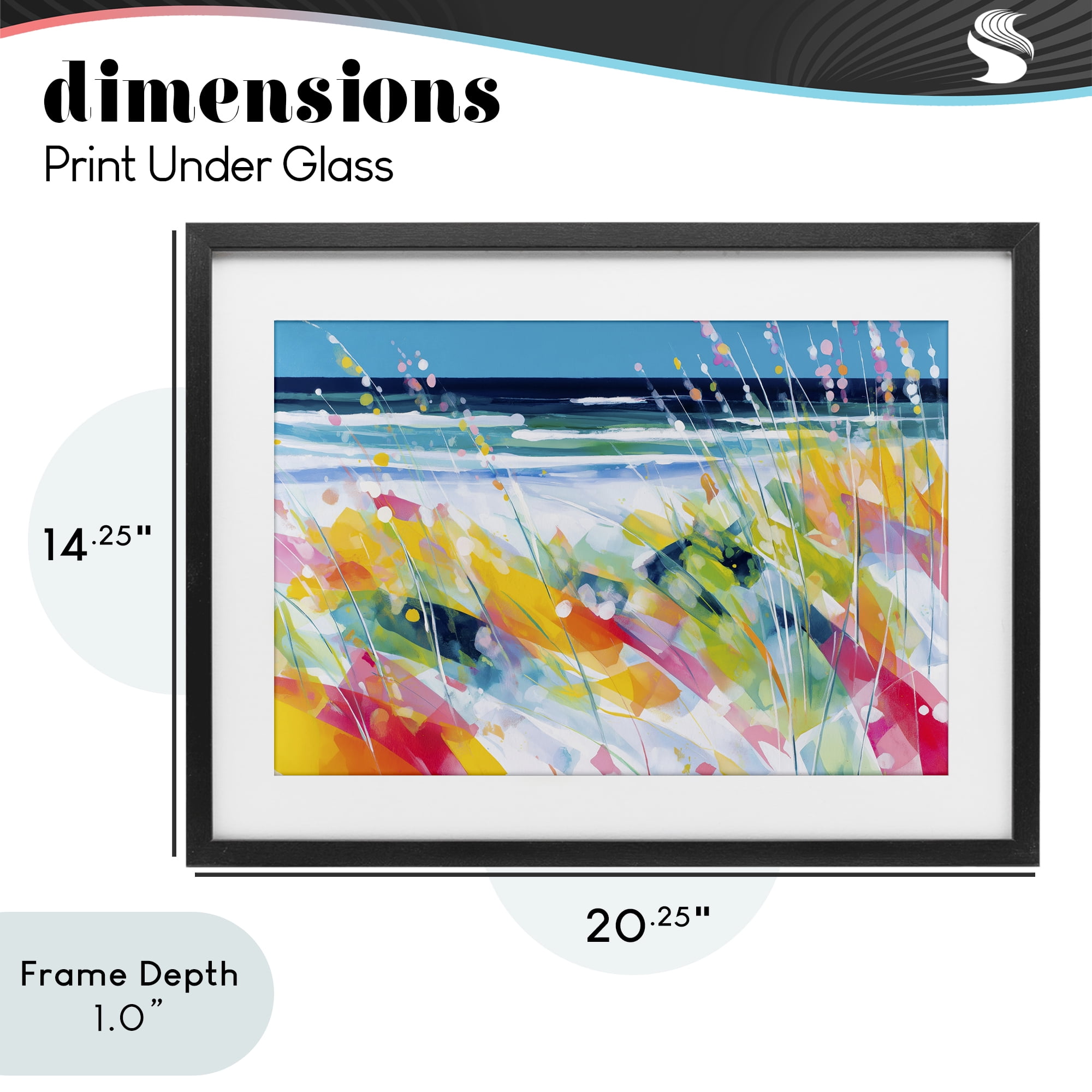 Stupell Industries Sea Oats & Ocean Breeze Abstract Black Framed Print Under Glass, design by Chromatic Storm Studio
