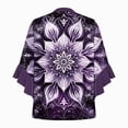 thumbnail image 4 of White Tops for Women Floral Print V Neck Blouses for Women 3/4 Ruffle Sleeve Shirts Casual Summer Tops, 4 of 5