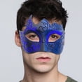 thumbnail image 4 of Men's Half - Face Masquerade Mask With Glitter And Hand - Painted Design - Perfect For Party, Bar, Events, 4 of 5