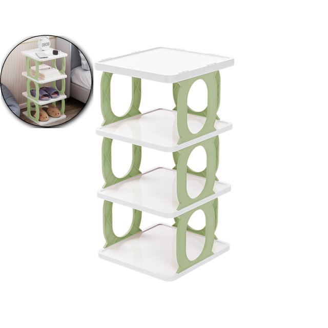 Dvruxg 4 Layer Shoe Rack Storage Organizer, Shoe Tower, Vertical Shoes Rack for Entryway, Corner, Small Spaces