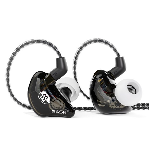 BASN Bsinger BC100 Écouteurs Intra-Auriculaires avec Ajustement Universel, Isolation du Bruit, Écouteurs IEM pour Musiciens, Chanteurs, Studio, Audiophiles (Noir)