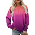 thumbnail image 3 of Fall Saving! HVOBTTY Women's Long Sleeved Sweatshirts, Fall and Winter Tops for Women, Women's Casual Fashion Gradient Color Crew Neck Loose Everyday Wear Sweatshirt Hot Pink, Hot Pink, 3 of 5