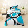 thumbnail image 2 of Castle Fairy Abstract Overlap Circle Twin Sheets 3pcs,Minimalist Ring Frame Bedding,Turquoise Gray Black White,1 Flat Sheet, 1 Fitted Sheet and 1 Pillowcase, 2 of 7
