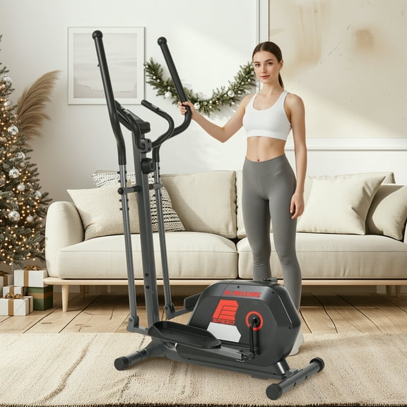 MaxKare Silent Magnetic Elliptical Machine with 14 Resistance Levels for Home, Indoor Stationary Exercise Machine for Office, 15.5IN Pedals, 286lbs