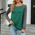 thumbnail image 2 of BLVB Women's Fall Long Sleeve Side Split Loose Blouses Casual Crewneck Pullover Tunic Tops Comfy T Shirts Trendy Clothes Green, 2 of 6