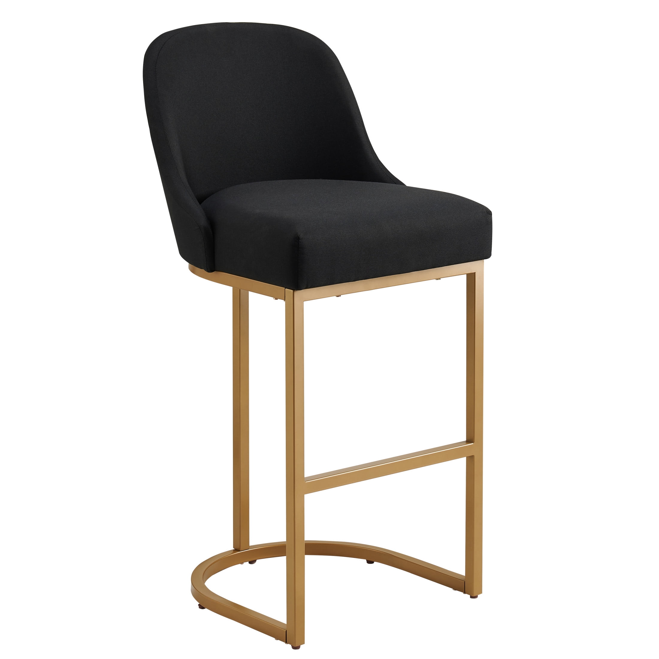 Leick Home Barrel Back Bar Stools with High Density Foam Seat, Black/Gold (Set of 2)