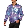 thumbnail image 4 of Lars Amadeus Holographic Baseball Jacket for Men's Zipper Disco Metallic Bomber Jacket, 4 of 4