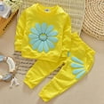 thumbnail image 2 of Odeerbi Toddler Sweatshirt Kids Baby Boys Girls Daisy Print Pullover Tops Flower Pants Set Outfits Yellow, 2 of 7