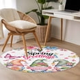 thumbnail image 4 of Spring Gnomes Round Area Rug 4Ft Washable Circle Rugs for Bedroom Dining Room, Colorful Flowers Watercolor Butterfly Floral Plant Non-Slip Carpet Floor Mats Indoor Outdoor Carpet Runner Home Decor, 4 of 8