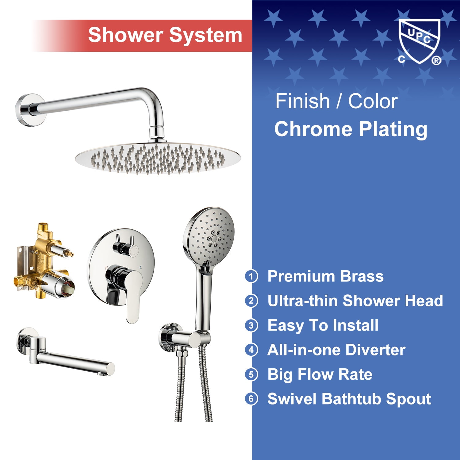 Rainlex One-Handle 1-Spray Polished Chrome Bathtub Shower Faucet