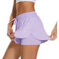 thumbnail image 4 of Workout Athletic Shorts for Womens 2 In 1 Double Layer Flowy Hem Running Shorts Biker Shorts Quick-Drawstring High Waisted Gym Yoga Tennis Shorts Butterfly Skirt, 4 of 8