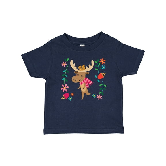 Inktastic Woodland Moose Spring Flowers Girls Baby T-Shirt