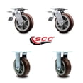 thumbnail image 2 of 6 Inch Polyurethane Caster Set with Ball Bearing 2 Brakes 2 Rigid Service Caster, 2 of 2