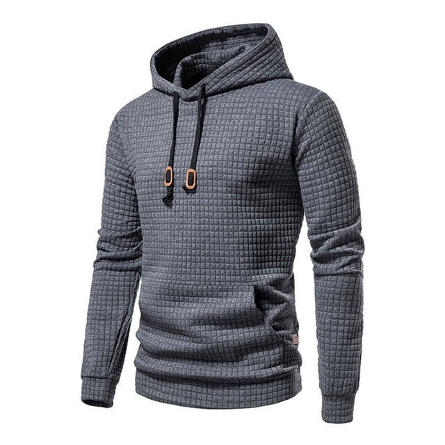 Sudadera básica con capucha para hombre, informal, de manga larga, a cuadros