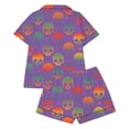 thumbnail image 4 of Elegyee Girls Halloween Pajamas Skeleton Print Short Sleeve Top Shorts Sleepwear, Purple, Size 2-3, 4 of 4