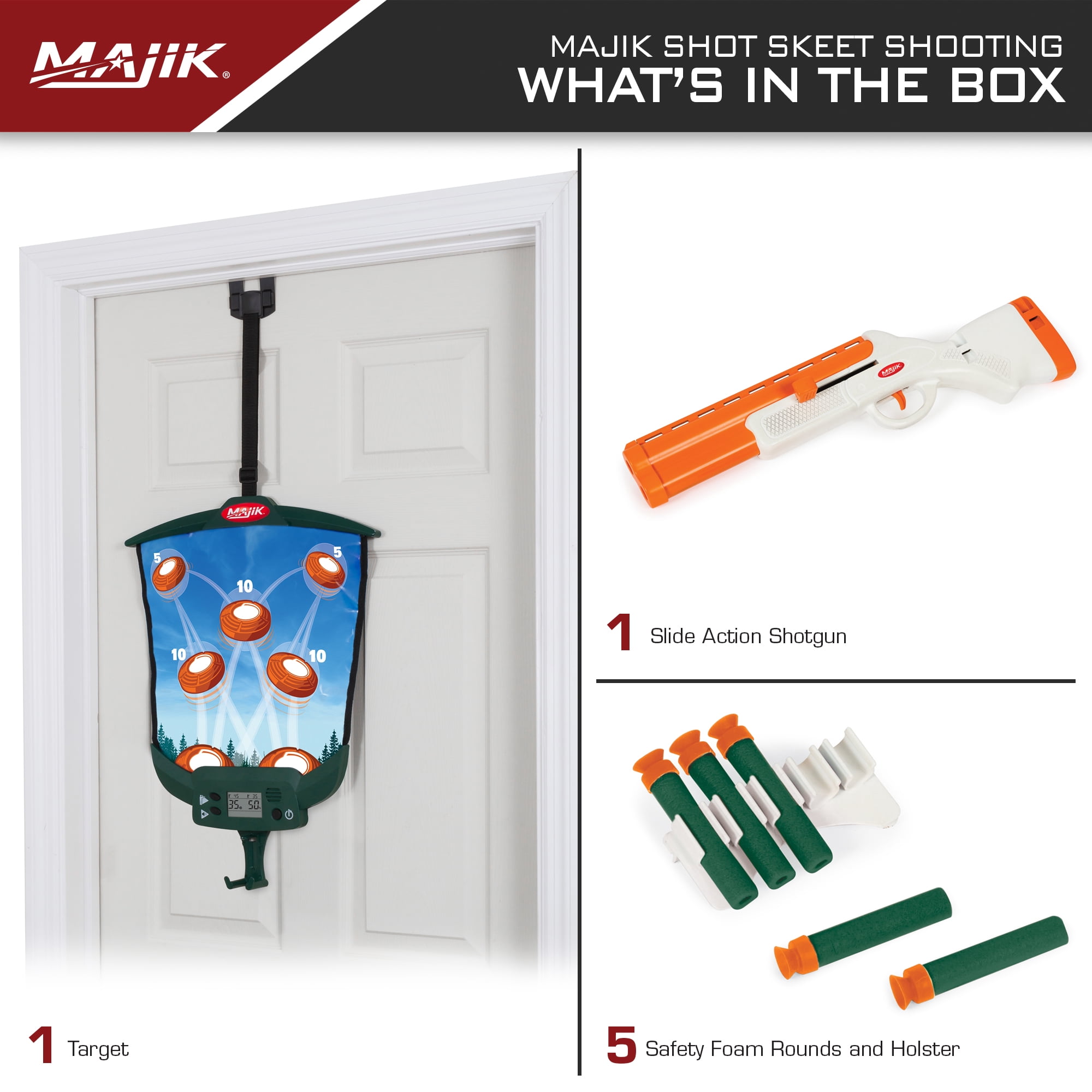Majik over-the-Door Skeet Shooting Target Game, 23" H x 16" W x 3" L