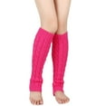 thumbnail image 3 of WZXFASHION Cable Knit Leg Warmers, Fleece Lined Thermal Boot Socks, Cozy Foot and Leg Wear for Cold Weather Hot PinkOne Size, 3 of 3