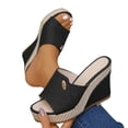 thumbnail image 4 of Sandals Women Wedge Open Toe Thick Soled Slip-on Spring Summer Fashionable Casual Versatile Solid Color Beach Shoes, 4 of 10