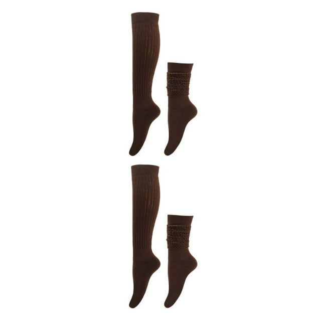 Youkk 2pcs Polyester Made Slouch Socks Breathable And Sweat-absorbing Elasticity Breathable Fabric Comfortable To Wear Coffee 2Set