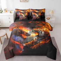 Castle Fairy Animal Tiger Dragon Bedding Comforter Set,Exotic Style King Bedding Sets