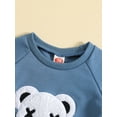 thumbnail image 4 of Infant Baby Boys 2PCS Pants Sets Long Sleeve Bear Embroidery Pullover and Drawstring Pants, 4 of 9