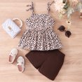thumbnail image 2 of Toddler Girls Summer 2 Piece Outfits Leopard Tie Knot Cami Top and Short Set Baby Birthday Party Clothes 6T, 2 of 7