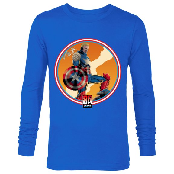 Marvel Iron Man Captain America 80th Anniversary Covers Standard - Long Sleeve T-Shirt for Men – Customized-Royal