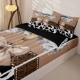 thumbnail image 2 of Manfei Boho Bow Damask Zipper Full Size Comforter Sets with Fitted Sheet and 2 Pillowcases,Western Bull Skull Flowers Zipper Bedding Set,White Taupe,Reversible, 2 of 7