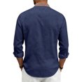 thumbnail image 5 of COMVALUE Men's Linen Shirt Long Sleeve Button Down Collar with Contrast Placket Regular Fit Casual Beach Tops (Navy, M), 5 of 7