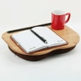 thumbnail image 2 of All-in-One Desk Solution, Portable Solid Bamboo Multifunctional Lap Desk, Reading Desk with Curved Design for Arm Comfort and Cup Holder, 2 of 7