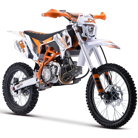 TrailMaster C60 160cc Dirt Bike, 4-Speed Manual, Kick Start, 19" Front / 16" Rear Tires, 34" Seat Height, Inverted Forks, LED Headlight, Off-Road Motorcycle (Orange)
