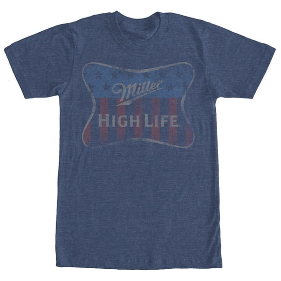 Men's Miller High Life Miller High Life American Flag  Graphic Tee Navy Blue Heather 2X Large